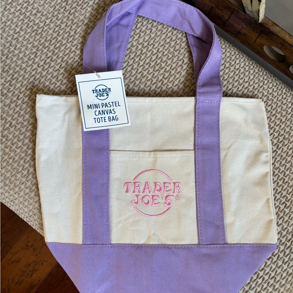 Trader Joe's Mini Pastel Canvas Tote Bag in PURPLE